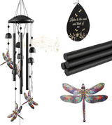 Dragonfly Wind Chime for Outside, Alloy Material Windchimes Outdoors, Fun Black Wind Chimes, for Outdoor, Garden, Yard, Patio Decoration, Gifts for Mom Neighbor Friend Unisex, Valentine's Day Gifts