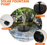 Solar Bird Bath Fountain Pump, Solar Water Fountain with 7 Nozzles & 3 Fixed Rods, Energy Efficient 7V/1.4W Solar Water Pump, Suitable for Bird Bath, Garden, Courtyard, Fish Tank, Outdoor