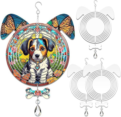 4Pack 10 inch Sublimation Wind Spinner Blanks 3D Aluminum Metal Wind Sculpture Kinetic Spinners for Yard and Garden Indoor Art Ornaments Hanging Decoration (Dog)