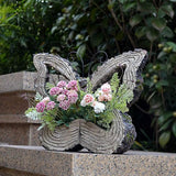 Garden Statues Outdoor Decor Balcony Figurine Outdoor Statues Garden Butterfly Flower Stand Statue, Garden Animal Flowerpot Sculpture, Outdoor Farm Lawn Decorations(D)