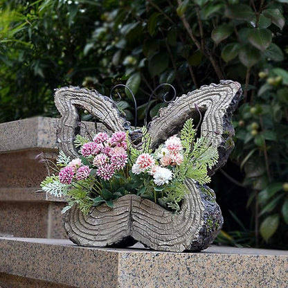 Garden Statues Outdoor Decor Balcony Figurine Outdoor Statues Garden Butterfly Flower Stand Statue, Garden Animal Flowerpot Sculpture, Outdoor Farm Lawn Decorations(D)