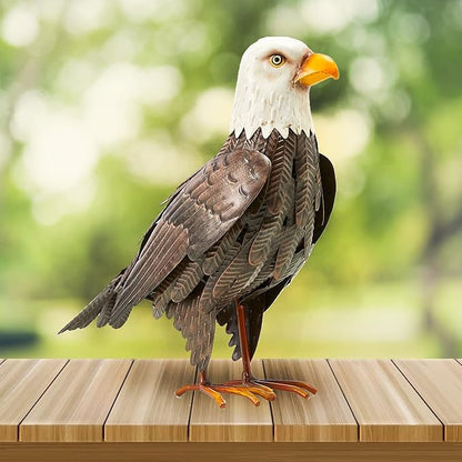 GUTE Bald Eagle Metal Garden Bird, Yard Sculpture Art- Large Statue Realistic Standing Decoy Pecker Bird - Outdoor Fall, Winter, Spring, Summer Decoration- Ornament Decor - Home & Sympathy Gifts