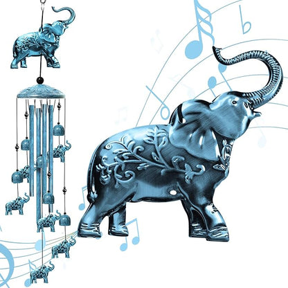 Elephant Wind Chimes for Outside, 35" Decorative Wind Chimes Navy Blue Elephant Gifts for Women, Memorial Windchimes Outdoors with S Hook for Patio Garden Decor, Birthday Gifts for Mom Grandma