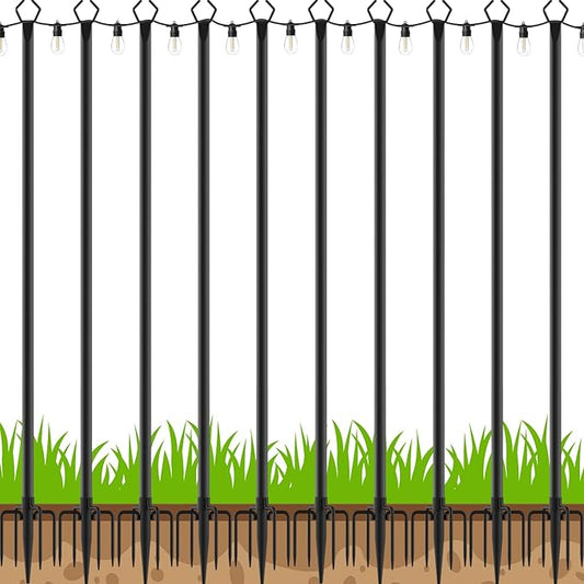 LETIANPAI 10 Pack String Light Poles,10 Ft Metal Poles with Fork for Outdoor String Lights,Outdoor Light Poles with Fork,Poles/Post/Stand for Outside