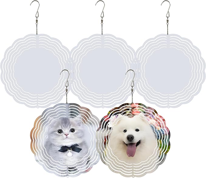 5 Pack 8 Inch Sublimation Wind Spinner Blanks Aluminum Metal Wind Spinners Sublimation Blanks 8 Inch for Indoor and Outdoor Ornaments