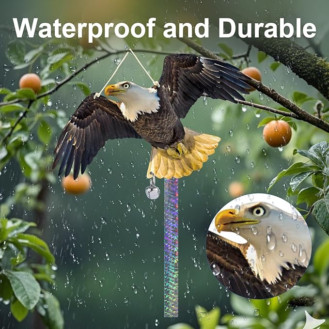 2PCS Flat Fake Hawk to Keep Pigeon Away from Balcony with Reflective Tape Plastic Hawk to Scare Woodpecker Away from House Hanging Hawks Decor Garden Owls to Scare Pigeon Squirrel for Patio Yard