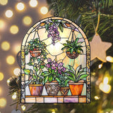 Garden Lovers Acrylic Suncatcher Stained Glass Effect Window Car Hanging Christmas Ornament Indoor Outdoor Decor Garden Sun Catcher Panel for Acrylic Suncatcher Lover for Women Mom Grandma