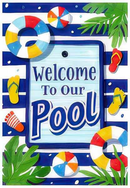 BlissYard Welcome To Our Pool Garden Flag12x18 Inch Double Sided Summer Beach Bar Pub Porch Patio Deck Backyard Poolside Decor Outside Holiday Party Seasonal Farmhouse Banner Outdoor Decor