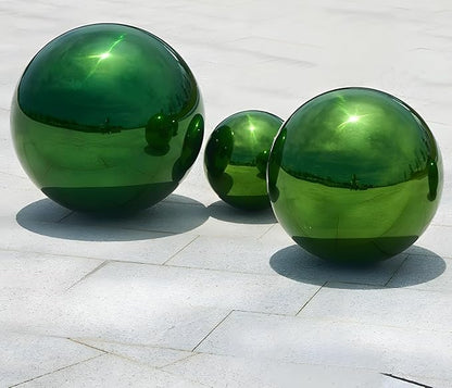 Stainless Steel Gazing Globe Mirror Ball, Decorative Gazing Balls for Garden, Reflective Smooth Garden Ball Sphere for Outdoor Yard Decoration (Green, Dia: 8 inch)