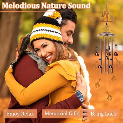 Giraffe Wind Chimes for Outside - Giraffe Gifts for Women Men, Metal Memorial Wind Chimes for Outdoor, Garden Patio Yard Porch Decor, Birthday Housewarming Idea
