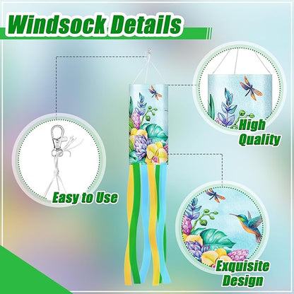 NOVWANG 2 Pieces 40 Inches Windsock, Butterfly Sunflower Wind Socks for Outside Decor Hanging Flag for Home Garden Yard Wall Balcony Decoration