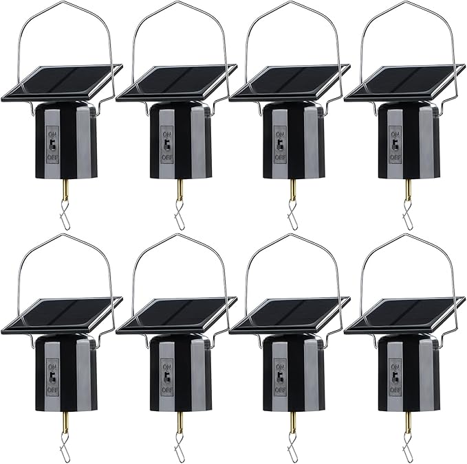 Reginary 8 Pcs Solar Powered Wind Spinner Motor Small Solar Energy Hanging Rotating Motor Revolving Wind Chime Spinner for Sun Catchers Display Patio Garden Lawn Outdoor Decoration