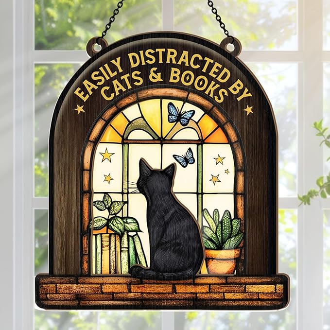 Jesuspirit - Window Hanging Suncatcher – Crystal Clear Acrylic & Wood Sun Catcher for Home Decor, for Women (Your Book Nook, 8 Inches)