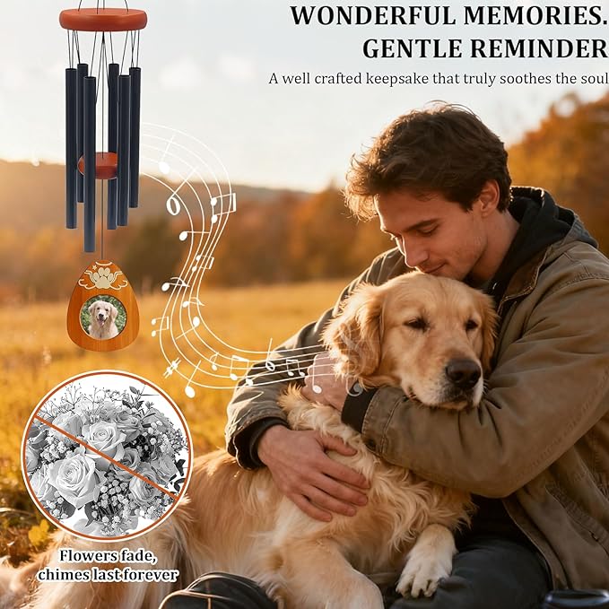 Pet Memorial Wind Chimes，Loss Pets Sympathy Gift Dogs Passing Away Gift, Remembrance Bereavement Gift,in Memory of Dogs Cats Gifts