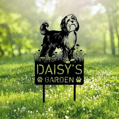 Custom Lowchen Dog Metal Memorial Garden Stake Personalized Pet Grave Marker Name Sign Remembrance Stake Decor Sympathy Dog Loss,Outdoor Statues for Yard Garden Lawn Patio Pathway Grave.