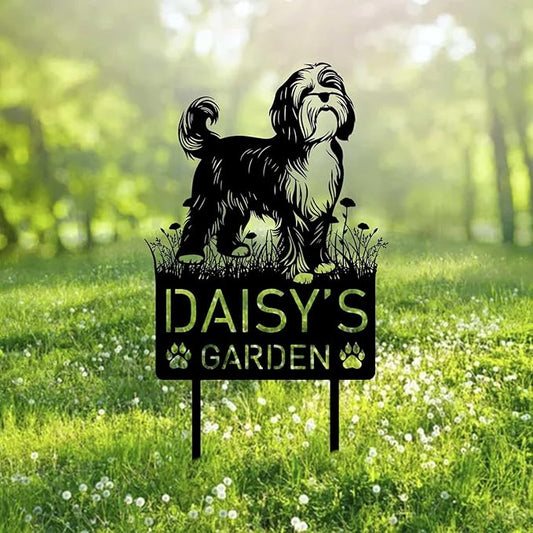Custom Lowchen Dog Metal Memorial Garden Stake Personalized Pet Grave Marker Name Sign Remembrance Stake Decor Sympathy Dog Loss,Outdoor Statues for Yard Garden Lawn Patio Pathway Grave.