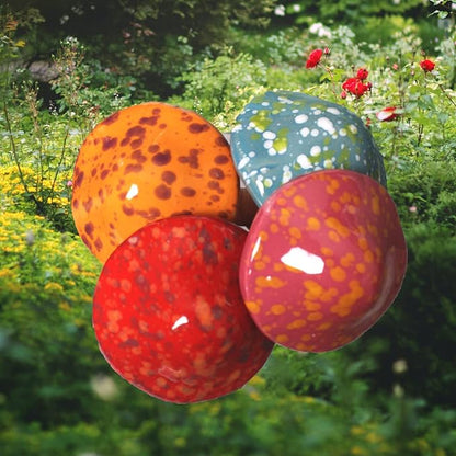 Mushroom Outdoor Decor 4pcs Colorful Ceramic Garden, Lawn, Plants Stake 6.89'' in Height