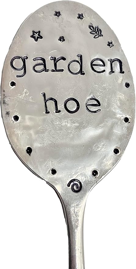 Garden Marker GARDEN HOE silly hand stamped Tea Spoon for Garden Herb or Flowers