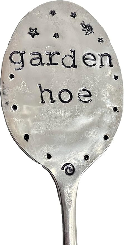 Garden Marker GARDEN HOE silly hand stamped Tea Spoon for Garden Herb or Flowers