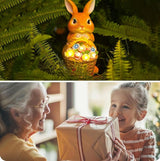 Garden Rabbit Statue Solar Light Outdoor Decorations Rabbit Figurine Light for Outdoor Patio Balcony Yard Porch Lawn for Women Mom Grandma Family Friend