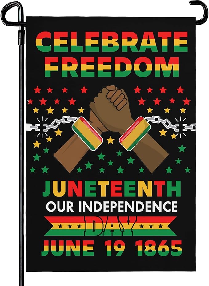 Juneteenth Garden Flag June 19th African American Emancipation Independence Day Yard Flag Celebrate Freedom Since 1865 Garden Flags Stars and Stripes Polyester Double Sized House Banner