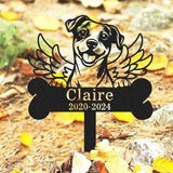 Custom Wings Dog Memorial Stake Bone Grave Marker, Personalized Jack Russell Terrier Memorial Garden Stake Yard Sign for Cemetery Lawn, Metal Sympathy Grave Marker for Dogs Memorial Plaque