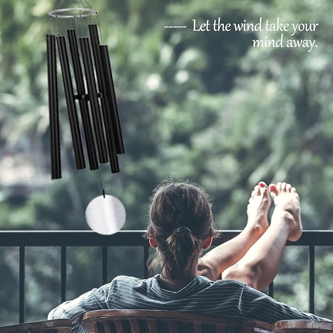 Wind Chimes Large Outdoors Clearance Deep Tone, 45" Sympathy Wind Chimes in Loving Memory of Someone, Memorial Wind Chimes Gifts for Mother's Day, Metal Wind Chimes Outdoors Garden/Yard Décor(Black)