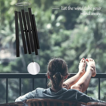 Wind Chimes Large Outdoors Clearance Deep Tone, 45" Sympathy Wind Chimes in Loving Memory of Someone, Memorial Wind Chimes Gifts for Mother's Day, Metal Wind Chimes Outdoors Garden/Yard Décor(Black)