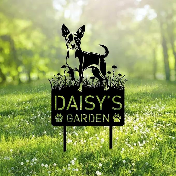 Custom Toy Fox Terrier Dog Metal Memorial Garden Stake Personalized Pet Grave Marker Name Sign Remembrance Stake Decor Sympathy Dog Loss,Outdoor Statues for Yard Garden Lawn Patio Pathway Grave.