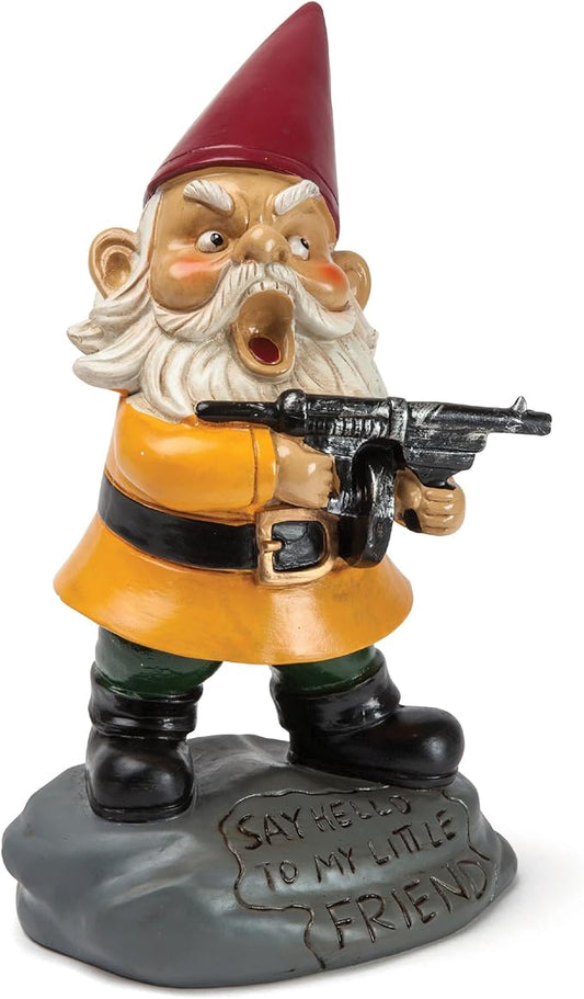 Angry Little Garden Gnome Statue, Outdoor Lawn & Yard Home Defender, Combat Figurine Sculpture Decorations, Funny Housewarming Gag Gift