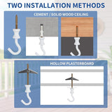 4 Pack White Ceiling Hooks for Hanging Plants, Swag Plant Hooks for Ceiling Heavy Duty, Indoor Outdoor, Metal Hangers for Hanging Baskets, Wind Chimes, Bird Feeders, Lights, Wall Decoration