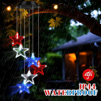 Fumete Solar Wind Chimes for Outside LED Color Changing Light Outdoor Mobile Wind Chime for Garden Patio Yard Porch Home Decor (Star)
