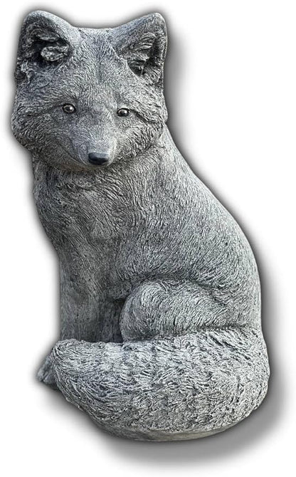 Sitting Fox Statue Garden Sculpture Painted Animal Figure Concrete Outdoor Decoration Yard Ornament Animals Lovers Gift Porch Fox Figurine Backyard Art
