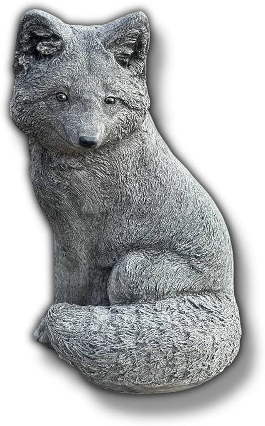 Sitting Fox Statue Garden Sculpture Painted Animal Figure Concrete Outdoor Decoration Yard Ornament Animals Lovers Gift Porch Fox Figurine Backyard Art