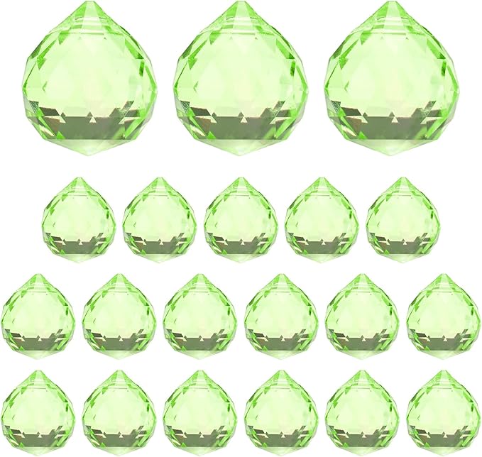 M METERXITY 20-Pack Crystal Ball Prisms, 24mm/0.94 Inch Chandelier Pendant Maker Hanging Crystals Chandelier Prisms for Home/Windows/Garden/DIY Decoration[Apple Green]