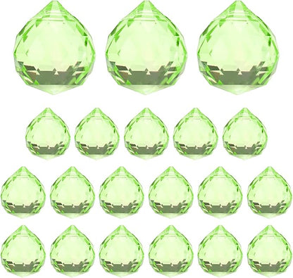 M METERXITY 20-Pack Crystal Ball Prisms, 24mm/0.94 Inch Chandelier Pendant Maker Hanging Crystals Chandelier Prisms for Home/Windows/Garden/DIY Decoration[Apple Green]