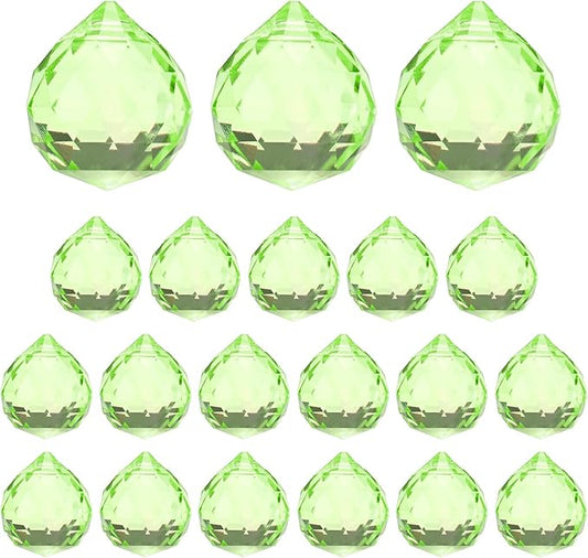 M METERXITY 20-Pack Crystal Ball Prisms, 24mm/0.94 Inch Chandelier Pendant Maker Hanging Crystals Chandelier Prisms for Home/Windows/Garden/DIY Decoration[Apple Green]