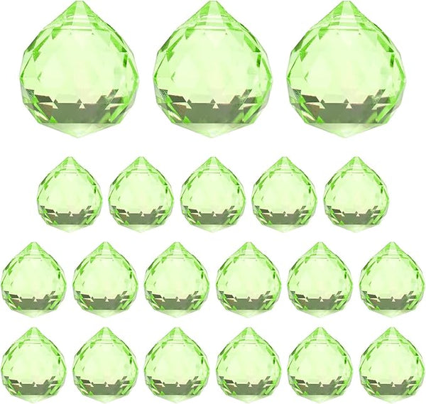 M METERXITY 20-Pack Crystal Ball Prisms, 24mm/0.94 Inch Chandelier Pendant Maker Hanging Crystals Chandelier Prisms for Home/Windows/Garden/DIY Decoration[Apple Green]