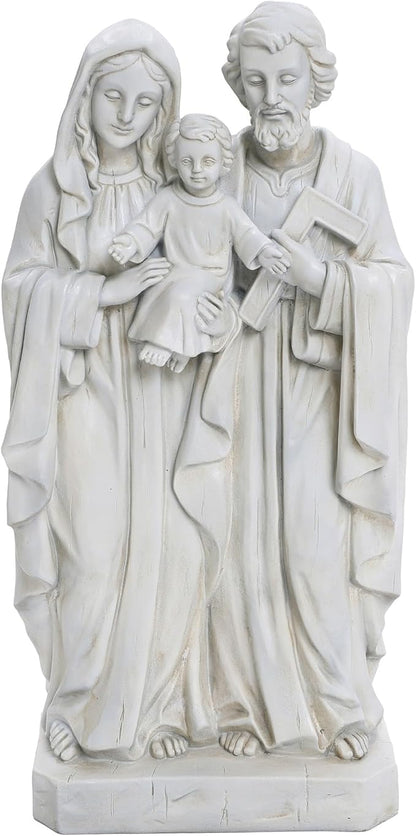 LuxenHome Holy Family Statue, 19 Inch Tall Off White Polyresin Holy Family Statue Catholic, Indoor Outdoor Patio Decor for Sagrada Familia Estatua, Garden Home Decor Gift