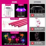 Solar Flamingo Wind Chimes, Flamingo Gifts for Women/mom/her, Glowing Top Changing Colors LED Wind Chimes for Outside, Outdoor Decoration Light for Garden Yard(Pink)