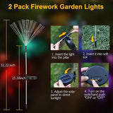 Solar Lights Outdoor, 2 Pack Solar Firework Lights Outdoor – 150 LED, 8 Modes, IP65 Waterproof Garden Pathway Decor | Warm White Solar Powered Stake for Yard, Patio, Easter & Holiday Decoration