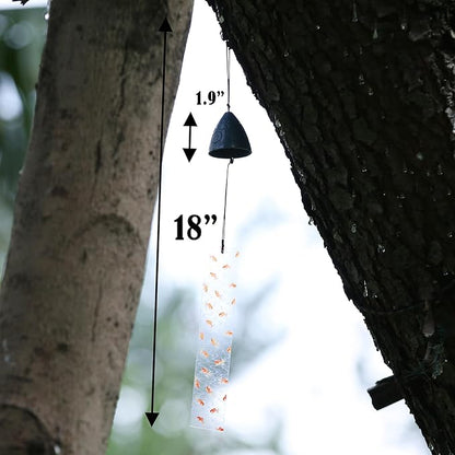 Japanese Wind Chime Cast-Iron Outdoor Ornament for Garden, Patio & Balcony, Hanging Metal Wind-Bell Decoration Gift, Blessing Pendant Windchimes & PVC Wind-Catcher, Bubbles