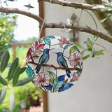 Hummingbird Flower Plant Suncatcher, Colorful Window Door Decoration, Acrylic Wall Hanging Art, Home Garden Decors, Mother's Day Christmas Festival Decor Ornament, Gift for Birds Lover