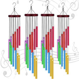 Wesiti 4 Pcs Colorful Wind Chimes with 12 Hollow Aluminum Alloy Tubes Deep Tone Metal Wind Chimes for Outside Large Wind Chimes for Home Patio Porch Backyard Garden, Decoration Meditation Yoga