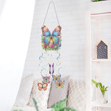 DIY Wind Chime Pendant Spring 3D Diamond Art Painting Hanging Ornament Double Sided Diamond Suncatchers for Window Home Backyard Garden Wall Door Decor-Butterfly01