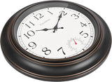 Crosstime Large Outdoor Clock Waterproof 18" - Retro Indoor Outdoor Wall Clocks with Thermometer for Patio Pool Garden Living Room Decor,Bronze