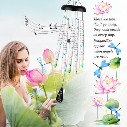 Memorial Gifts Sympathy Wind Chimes - Windchime in Loving Memory of Loved One, Bereavement Gifts for Loss of Mom/Dad, Condolences Grief Remembrance Funeral Grieving, Dragonfly