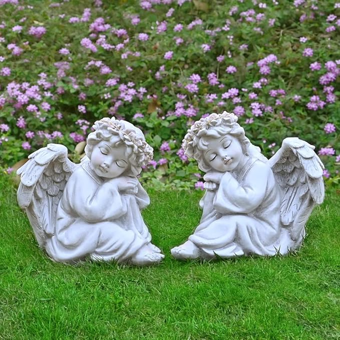 Angel Statue Garden Decor for Outside Solar Yard Art Outdoor Decorations Patio Porch Home Lawn Ornaments Christmas Light up Figurine Backyard Memorial Gift Idea Mom Mother Grandma