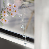 20.5inch Hanging Clear Crystal Suncatcher Ornaments with Moon Decor Rainbow Maker Crystal Beads Ball Prisms Ornament for Christmas Tree