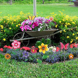 hogardeck Garden Decor for Outside, Set of 10 Metal Flowers Decorative Garden Stakes for Spring Decor, Yard Art Garden Decorations for Outdoor Lawn Porch Pathway (Multi-Color) (Color b)